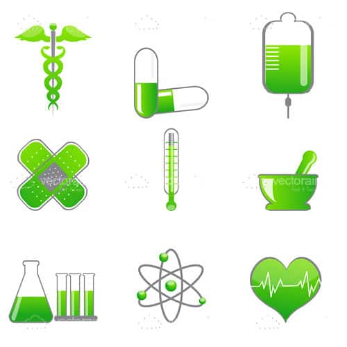 Medicine Icons in Green and White